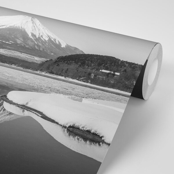 Fototapeta Japońska góra Fuji w czerni i bieli