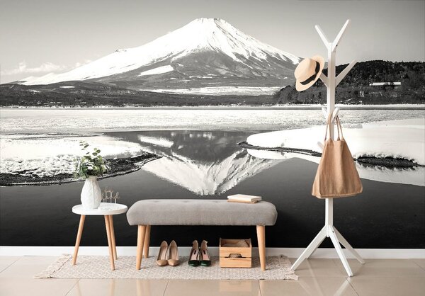 Fototapeta Japońska góra Fuji w czerni i bieli