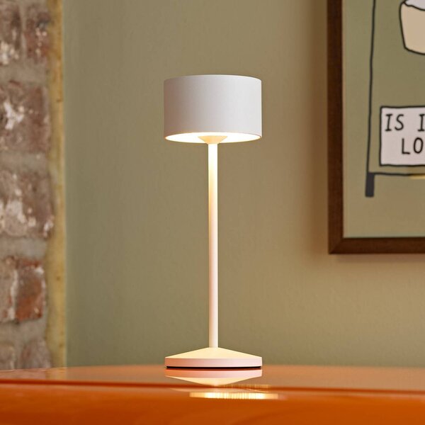 Sigor Lampa stołowa LED Veluna, biała, wysokość 25 cm, IP44, ściemniana, CCT możliwość ściemniania, biały / opal, salon / jadalnia, aluminium, nowoczesny