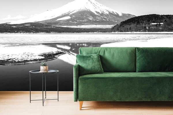 Fototapeta Japońska góra Fuji w czerni i bieli