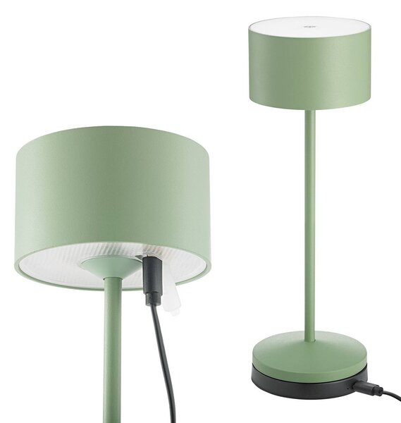Sigor Lampa stołowa LED Veluna, zielona, wysokość 25 cm, IP44, ściemniana, CCT możliwość ściemniania, zielony, salon / jadalnia, aluminium, nowoczesny