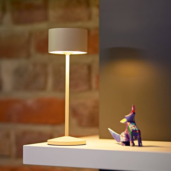 Sigor Lampa stołowa LED Veluna, beżowa, wysokość 25 cm, IP44, ściemniany CCT możliwość ściemniania, kremowy / amber, salon / jadalnia, aluminium, nowoczesny