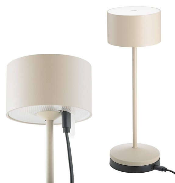 Sigor Lampa stołowa LED Veluna, beżowa, wysokość 25 cm, IP44, ściemniany CCT możliwość ściemniania, kremowy / amber, salon / jadalnia, aluminium, nowoczesny