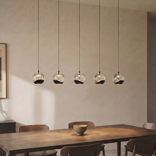 Lampa Wisząca Lucande, Hayley, czarny, salon, szkło, design