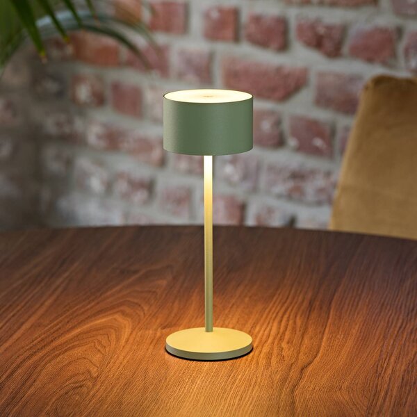 Sigor Lampa stołowa LED Veluna, zielona, wysokość 25 cm, IP44, ściemniana, CCT możliwość ściemniania, zielony, salon / jadalnia, aluminium, nowoczesny