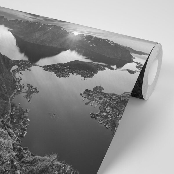 Fototapeta panorama gór w czerni i bieli