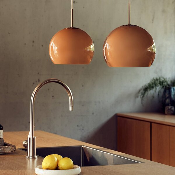 FRANDSEN Lampa wisząca szklana Ball, możliwość ściemniania, brązowy / rdzawy, salon / jadalnia, szkło, design