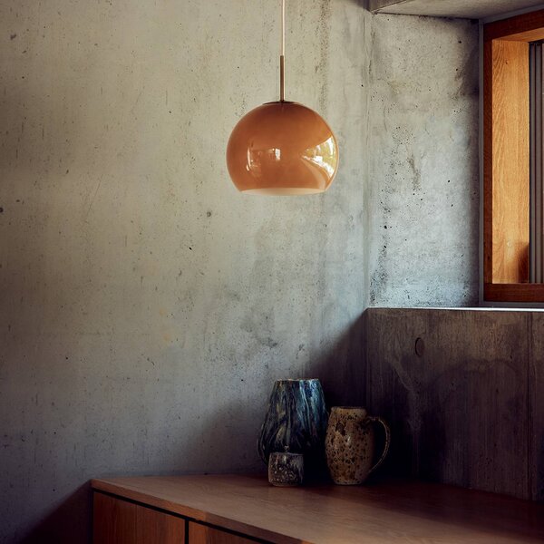 FRANDSEN Lampa wisząca szklana Ball, możliwość ściemniania, brązowy / rdzawy, salon / jadalnia, szkło, design