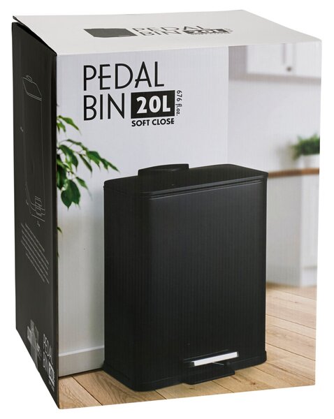 Metalowy kosz na śmieci DELTA, czarny, 20 l