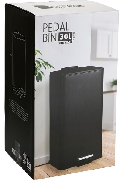 Metalowy kosz na śmieci DELTA, czarny, 30 l