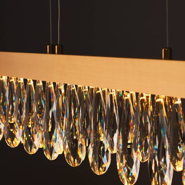 Brilliant Lampa wisząca kryształowa Celestia, możliwość ściemniania, mosiężny / złoty, salon / jadalnia, metal