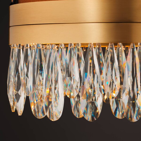 Brilliant Lampa sufitowa kryształowa Celestia, możliwość ściemniania, mosiężny / złoty, salon / jadalnia, metal