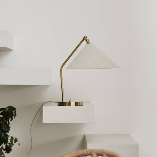 GUBI Lampa stołowa design Gräshoppa, aluminiowy / szary / cynkowy, salon / jadalnia, tkanina / materiał / jedwab, design