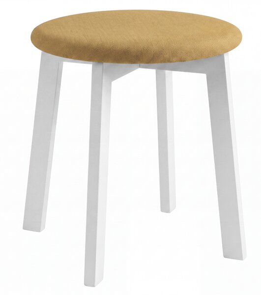 Taboret okrągły ZOI Karmelowy (Storm 45) / stelaż bukowy biały