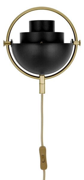 GUBI Kinkiet designerski Multi-Lite, możliwość ściemniania, czarny, salon / jadalnia, mosiądz, design