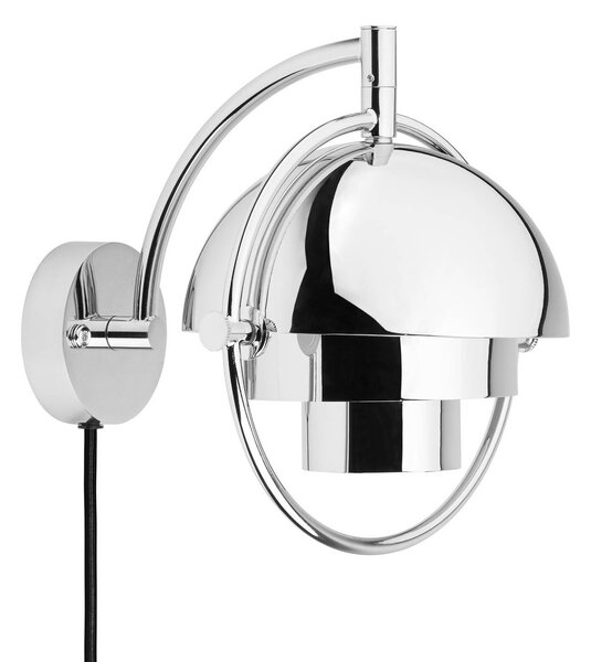 GUBI Kinkiet designerski Multi-Lite, możliwość ściemniania, chromowy / srebrny, salon / jadalnia, mosiądz, design