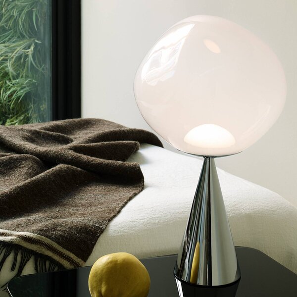 Tom Dixon Lampa stołowa design Melt Cone Fat, możliwość ściemniania, chromowy / srebrny, salon / jadalnia, metal, design