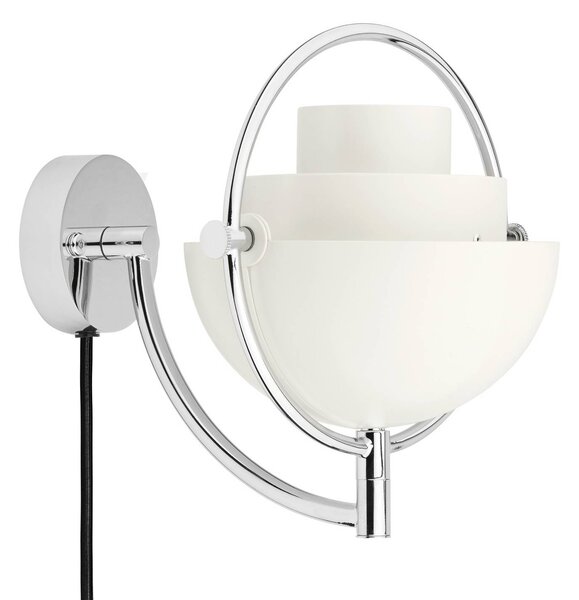 GUBI Kinkiet designerski Multi-Lite, możliwość ściemniania, biały / opal, salon / jadalnia, mosiądz, design