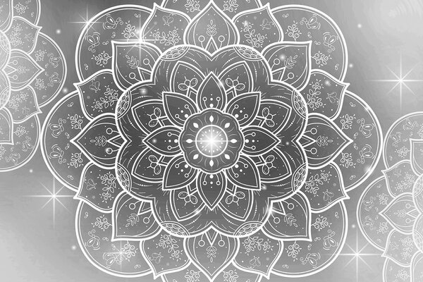 Tapeta czarno-biała orientalna Mandala