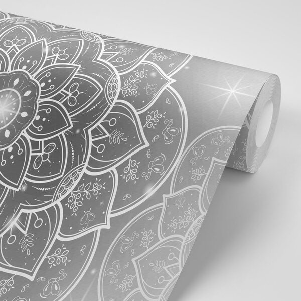 Tapeta czarno-biała orientalna Mandala