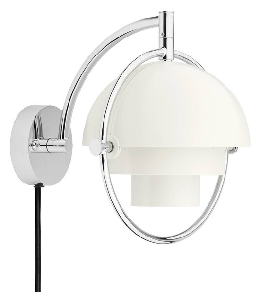 GUBI Kinkiet designerski Multi-Lite, możliwość ściemniania, biały / opal, salon / jadalnia, mosiądz, design