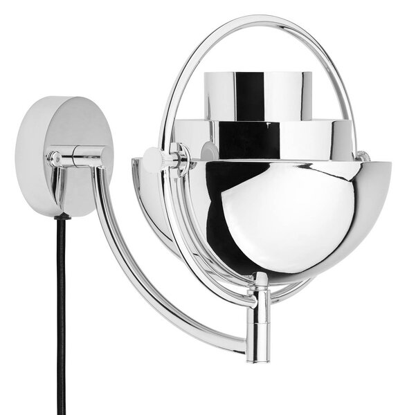 GUBI Kinkiet designerski Multi-Lite, możliwość ściemniania, chromowy / srebrny, salon / jadalnia, mosiądz, design
