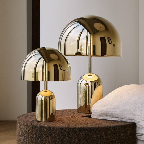 Tom Dixon Lampa stołowa design Bell, możliwość ściemniania, mosiężny / złoty, salon / jadalnia, metal, design