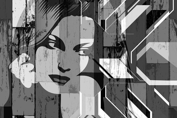 Tapeta portret kobiety w czerni i bieli