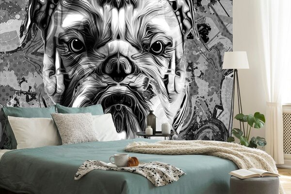 Tapeta buldog w czerni i bieli