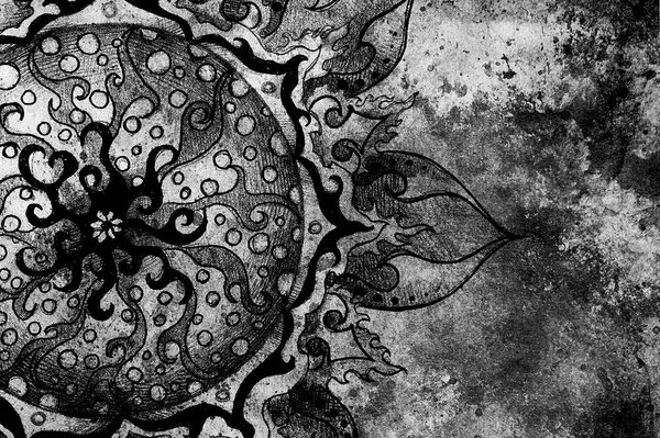 Tapeta czarno-biała Mandala
