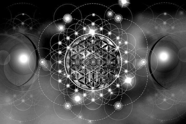 Tapeta czarująca czarno-biała Mandala