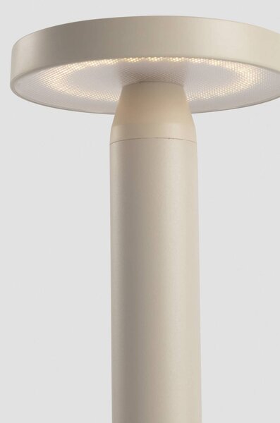 FARO BARCELONA Lampa stołowa LED Cairo, beżowa, tworzywo sztuczne, IP44, 21 cm możliwość ściemniania, aluminiowy / szary / cynkowy, salon / jadalnia, tworzywo sztuczne, nowoczesny