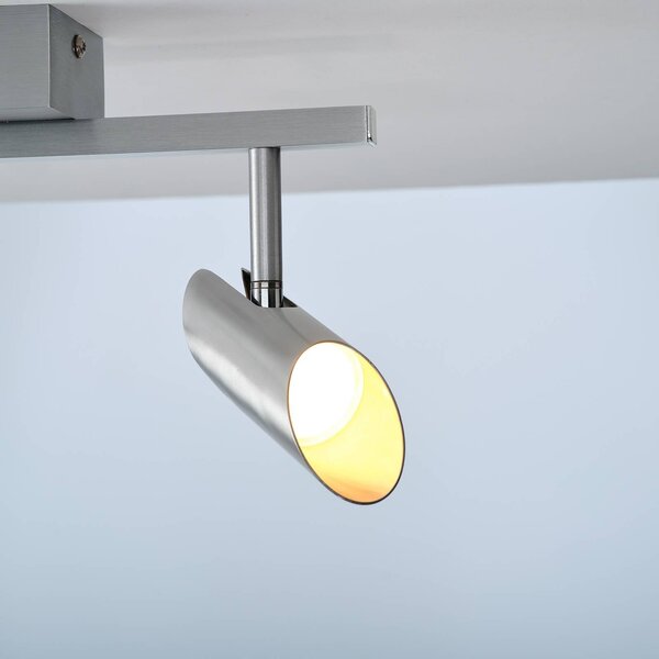 Brilliant Reflektor sufitowy LED Risell, długość 35 cm, kolor aluminium możliwość ściemniania, aluminiowy / szary / cynkowy, salon / jadalnia, aluminium, nowoczesny