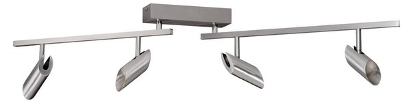 Brilliant Reflektor sufitowy LED Risell, długość 104 cm, kolor aluminium możliwość ściemniania, aluminiowy / szary / cynkowy, salon / jadalnia, aluminium, nowoczesny