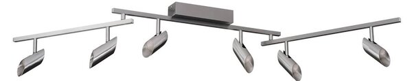 Brilliant Reflektor sufitowy LED Risell, długość 142 cm, kolor aluminium możliwość ściemniania, aluminiowy / szary / cynkowy, salon / jadalnia, aluminium, nowoczesny