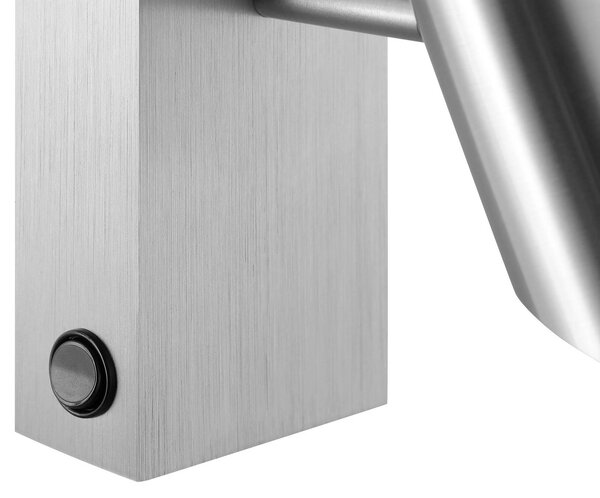 Brilliant Reflektor ścienny LED Risell, szerokość 9 cm, metal w kolorze aluminium możliwość ściemniania, aluminiowy / szary / cynkowy, salon / jadalnia, aluminium, nowoczesny