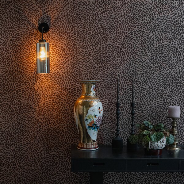 Lampa ścienna w stylu art deco czarna z przydymionym szkłem - Laura