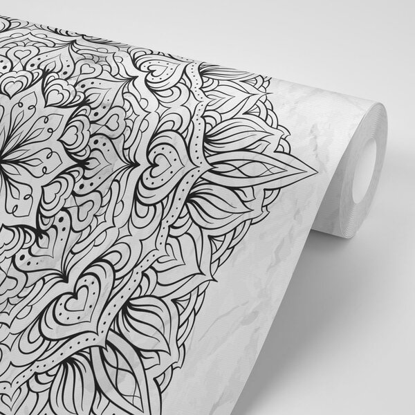 Tapeta abstrakcyjna etniczna mandala w czerni i bieli