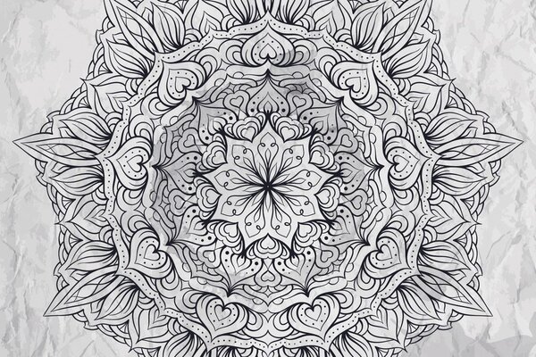 Tapeta abstrakcyjna etniczna mandala w czerni i bieli