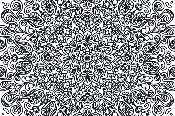 Tapeta ornament z motywem kwiatów w czerni i bieli