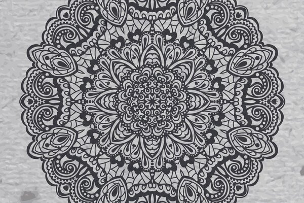Tapeta kwiatowa mandala w czerni i bieli