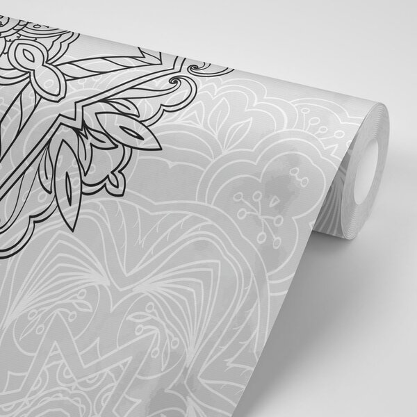 Tapeta Mandala w czarno-białym stylu