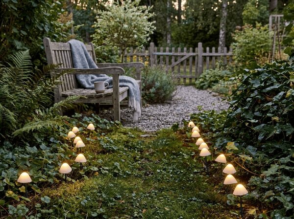 Ogrodowe lampki LED MUSHROOMS 20 szt., 380 cm