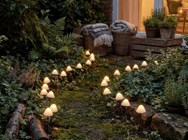 Ogrodowe lampki LED MUSHROOMS 20 szt., 380 cm