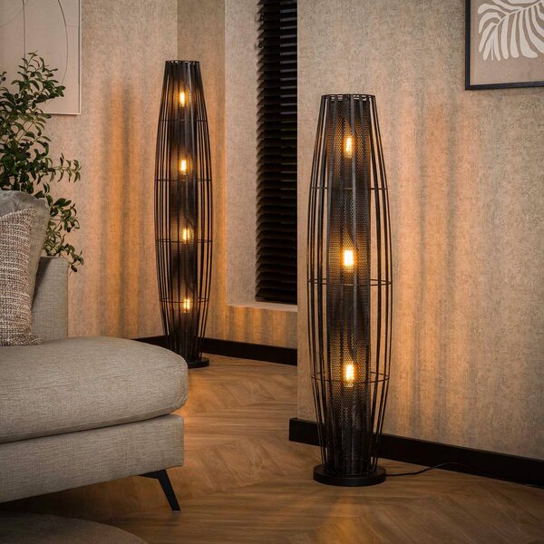 ZIJLSTRA Lampa stojąca Dublindo, czarny, salon / jadalnia, metal