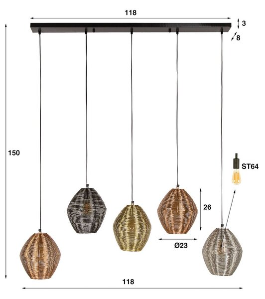 ZIJLSTRA Lampa wisząca Spoelamp, możliwość ściemniania, multikolor, salon / jadalnia, metal, nowoczesny