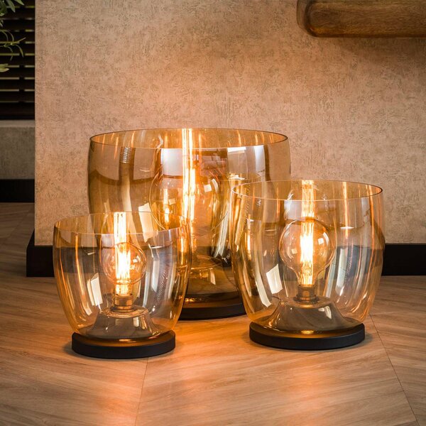 ZIJLSTRA Lampa stołowa Kopje, kremowy / amber, salon / jadalnia, szkło, nowoczesny