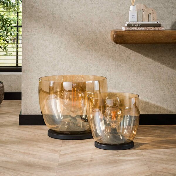 ZIJLSTRA Lampa stołowa Kopje, kremowy / amber, salon / jadalnia, szkło, nowoczesny