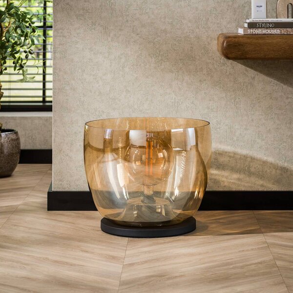 ZIJLSTRA Lampa stołowa Kopje, kremowy / amber, salon / jadalnia, szkło, nowoczesny