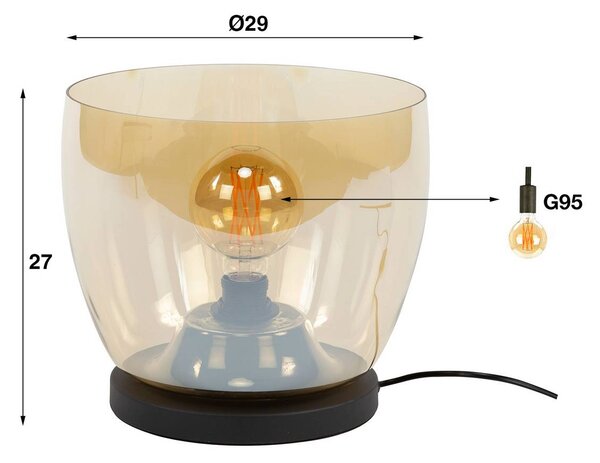 ZIJLSTRA Lampa stołowa Kopje, kremowy / amber, salon / jadalnia, szkło, nowoczesny